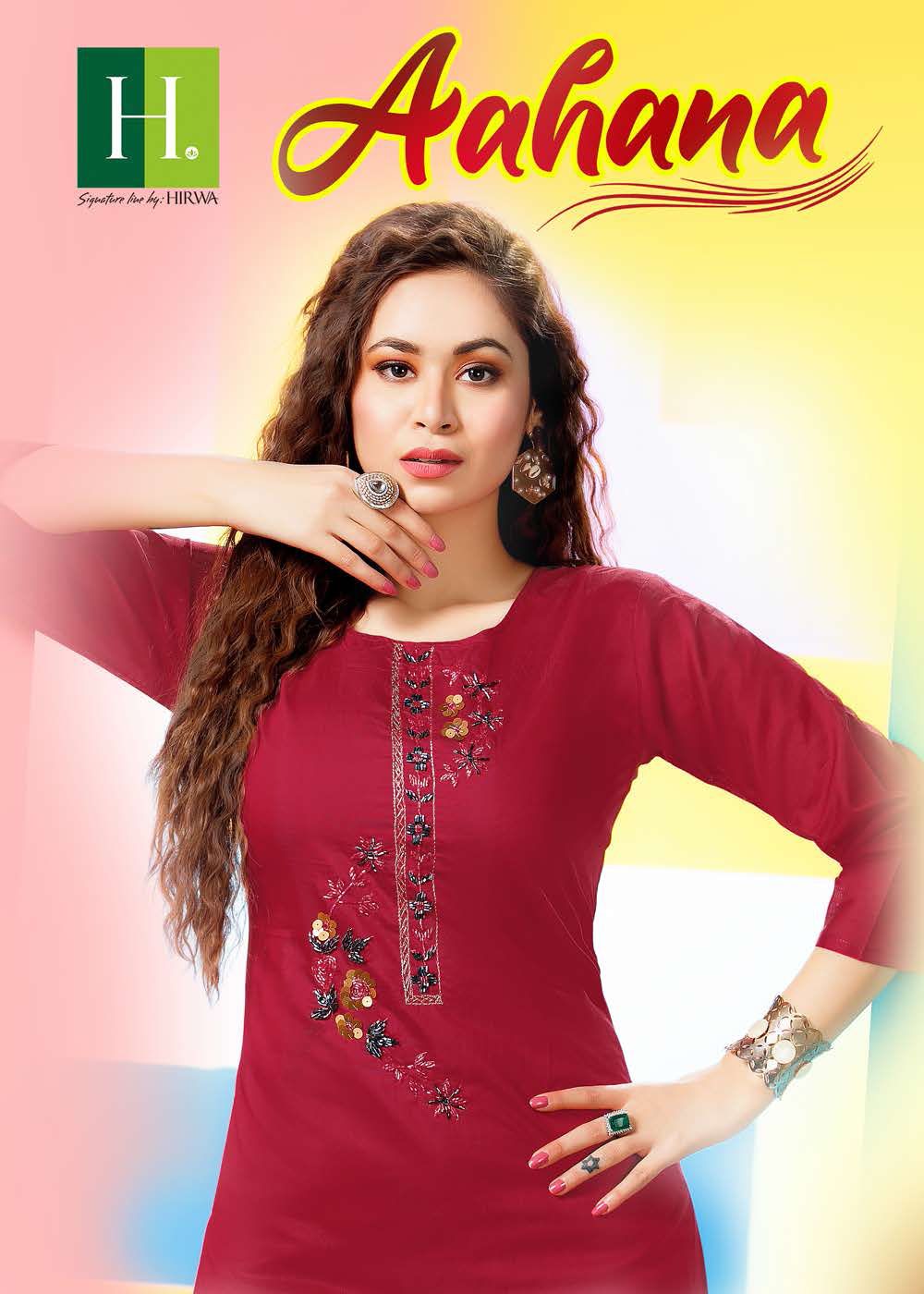 Hirwa Aahana Fancy Ethnic Wear Silk Kurti with Bottom Collection